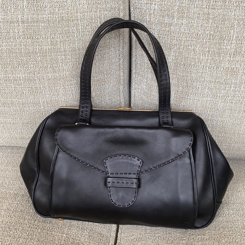 Black leather Prada doctors bag